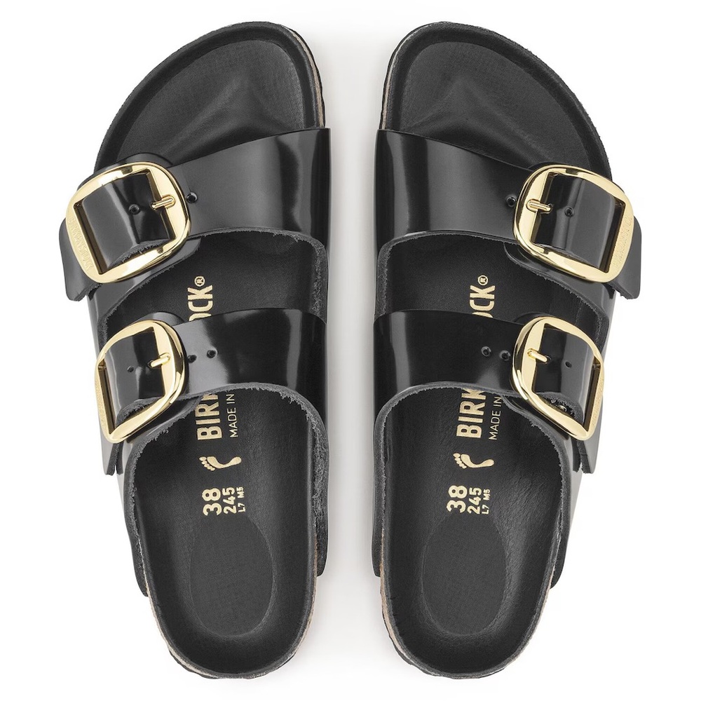 Arizona Big Buckle Natural Leather Patent - High Shine Black